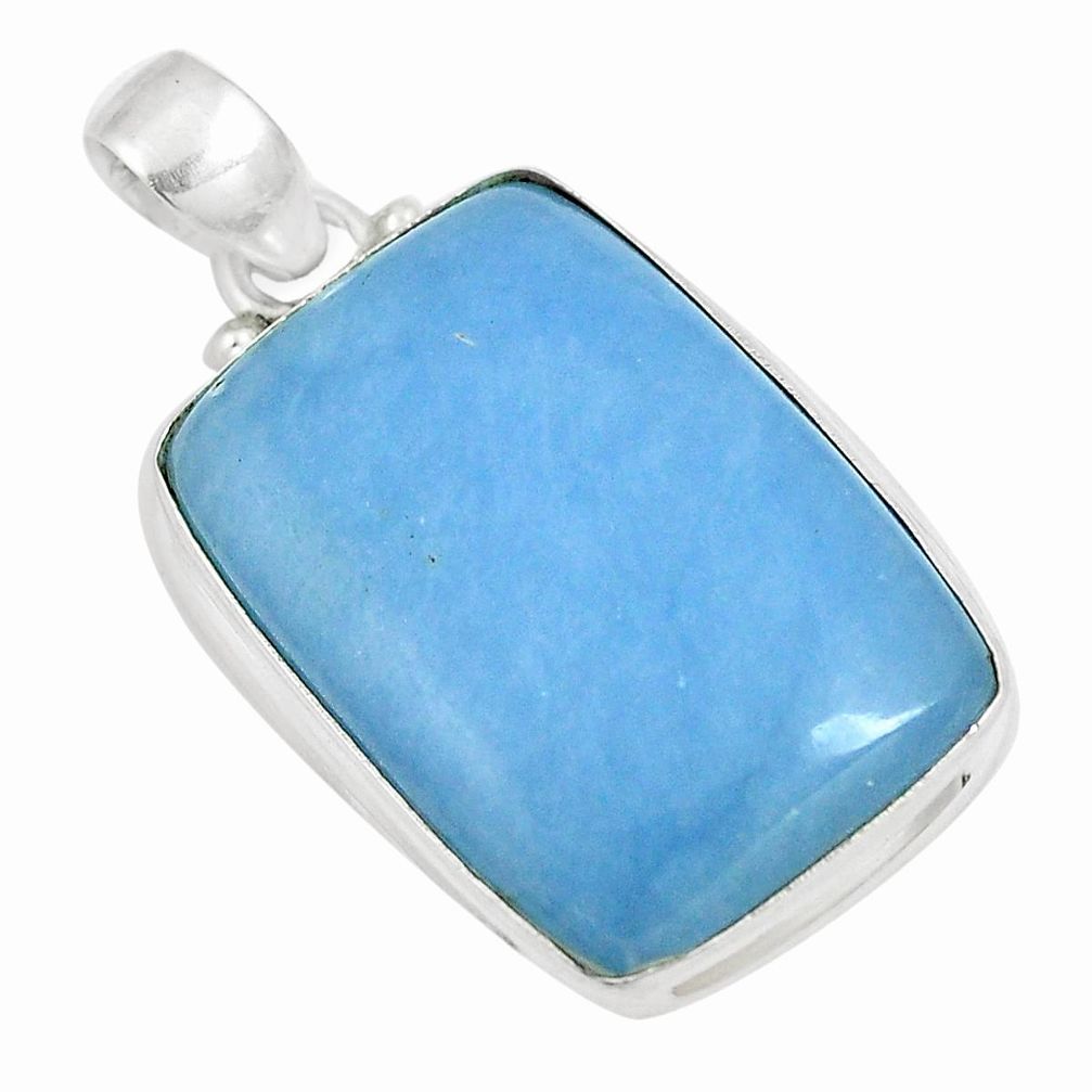 22.44cts natural blue angelite 925 sterling silver pendant jewelry m87569