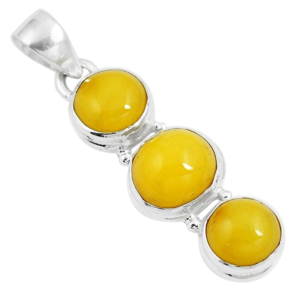 9.86cts natural yellow amber bone 925 sterling silver pendant jewelry m87661