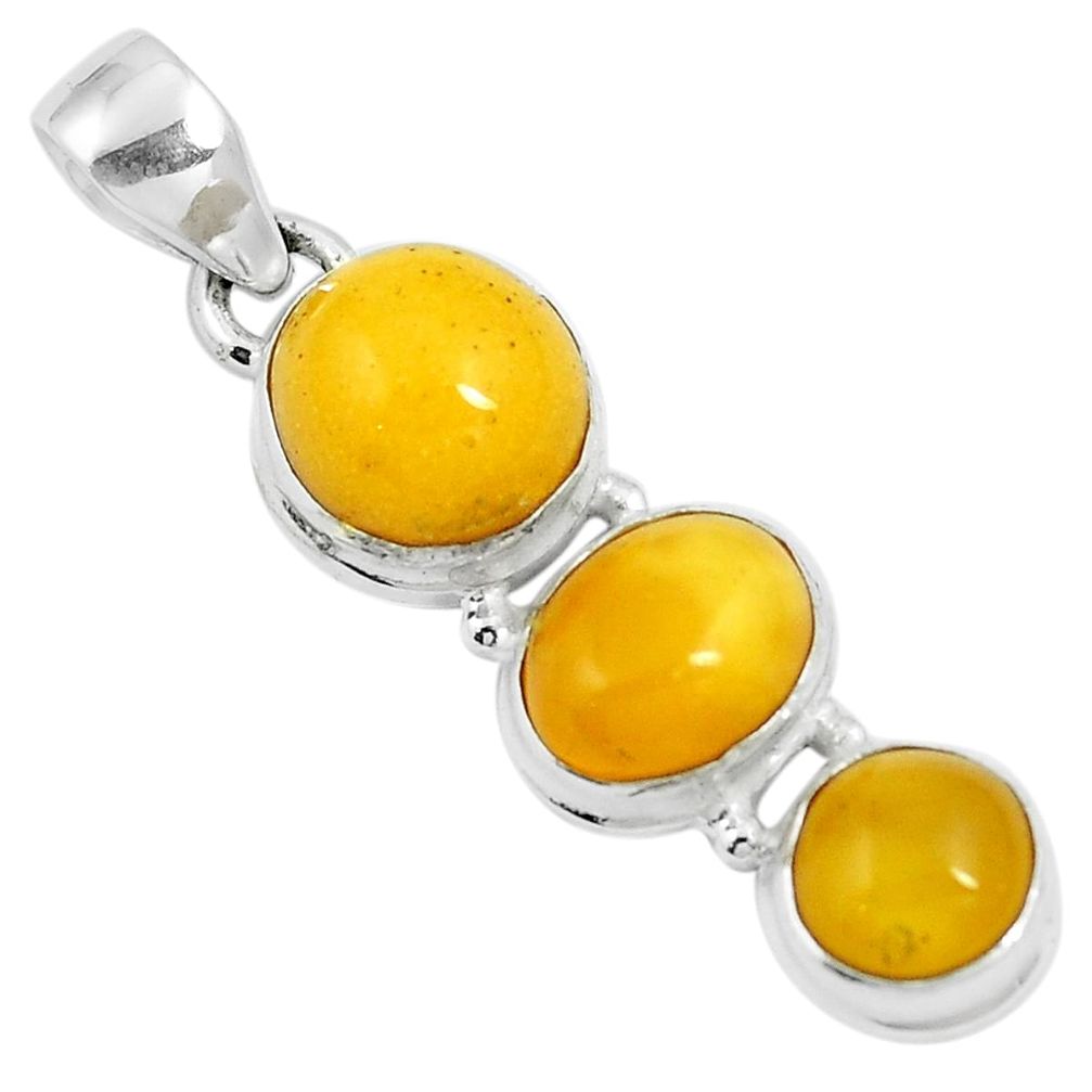 10.65cts natural yellow amber bone 925 sterling silver pendant jewelry m87663