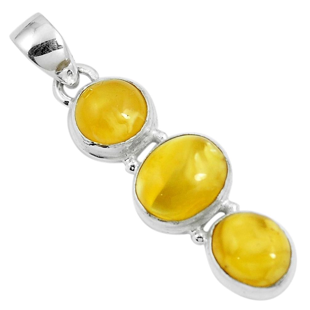 10.32cts natural yellow amber bone 925 sterling silver pendant jewelry m87665