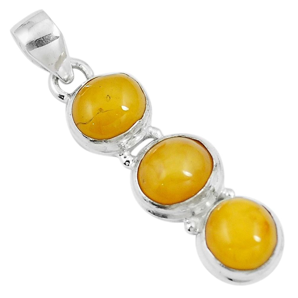 10.32cts natural yellow amber bone 925 sterling silver pendant m87670