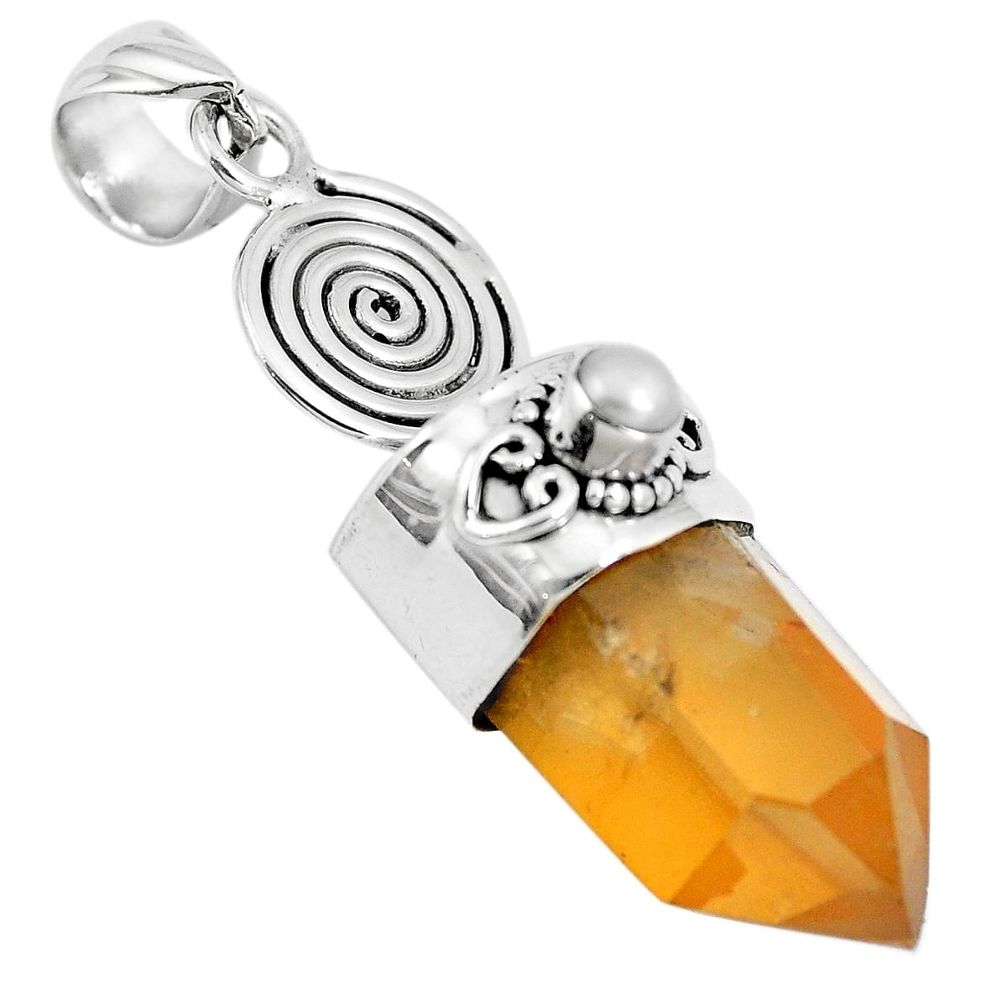 26.85cts natural tangerine lemurian quartz pearl 925 silver pendant m87702