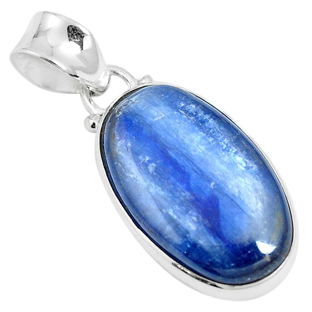 16.85cts natural blue kyanite 925 sterling silver pendant jewelry m87727