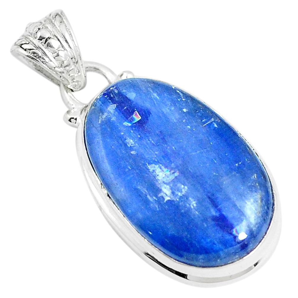 14.95cts natural blue kyanite 925 sterling silver pendant jewelry m87731