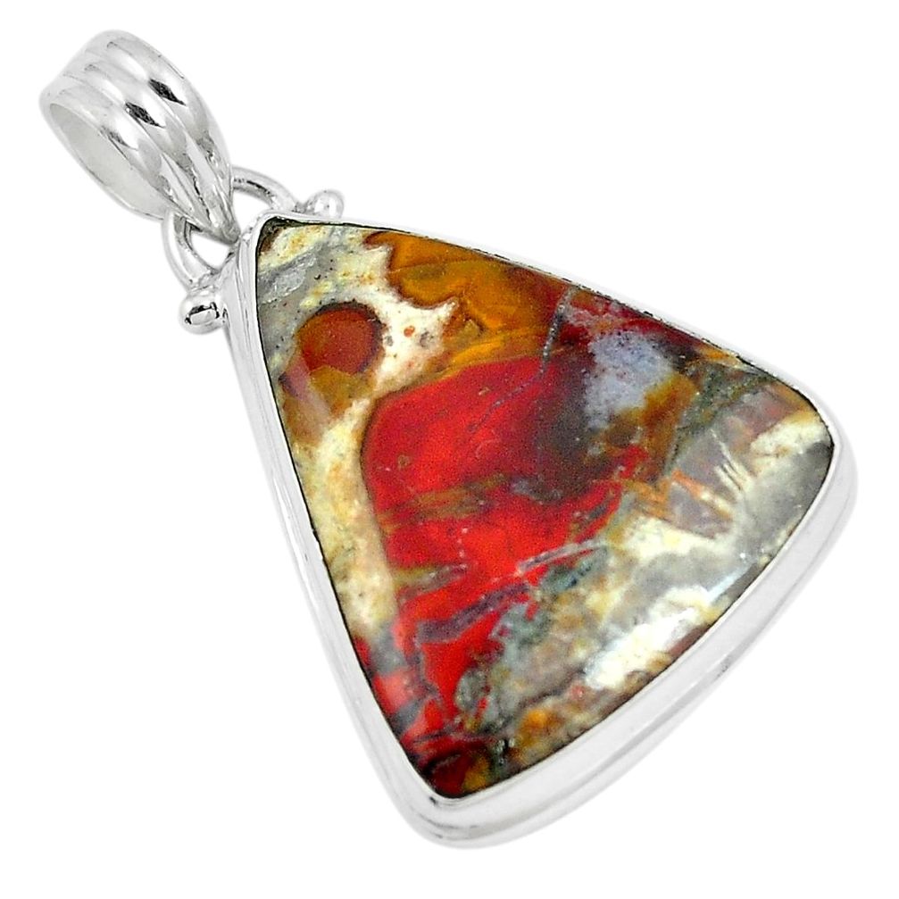 18.15cts natural brown moroccan seam agate 925 sterling silver pendant m87745