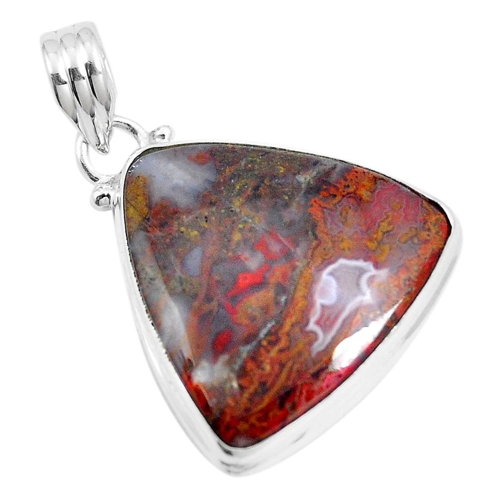 925 silver 21.48cts natural brown moroccan seam agate pendant jewelry m87751