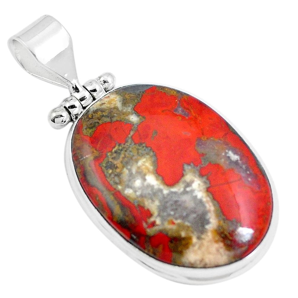 24.35cts natural brown moroccan seam agate 925 sterling silver pendant m87753