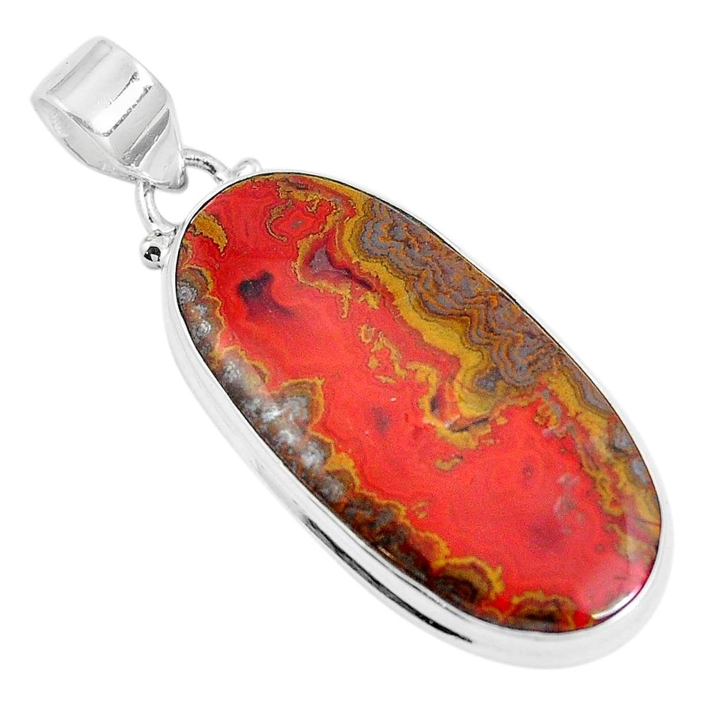 925 silver 22.02cts natural brown moroccan seam agate pendant jewelry m87758