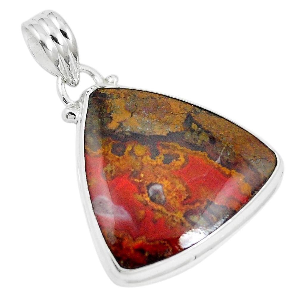 19.12cts natural brown moroccan seam agate 925 sterling silver pendant m87759