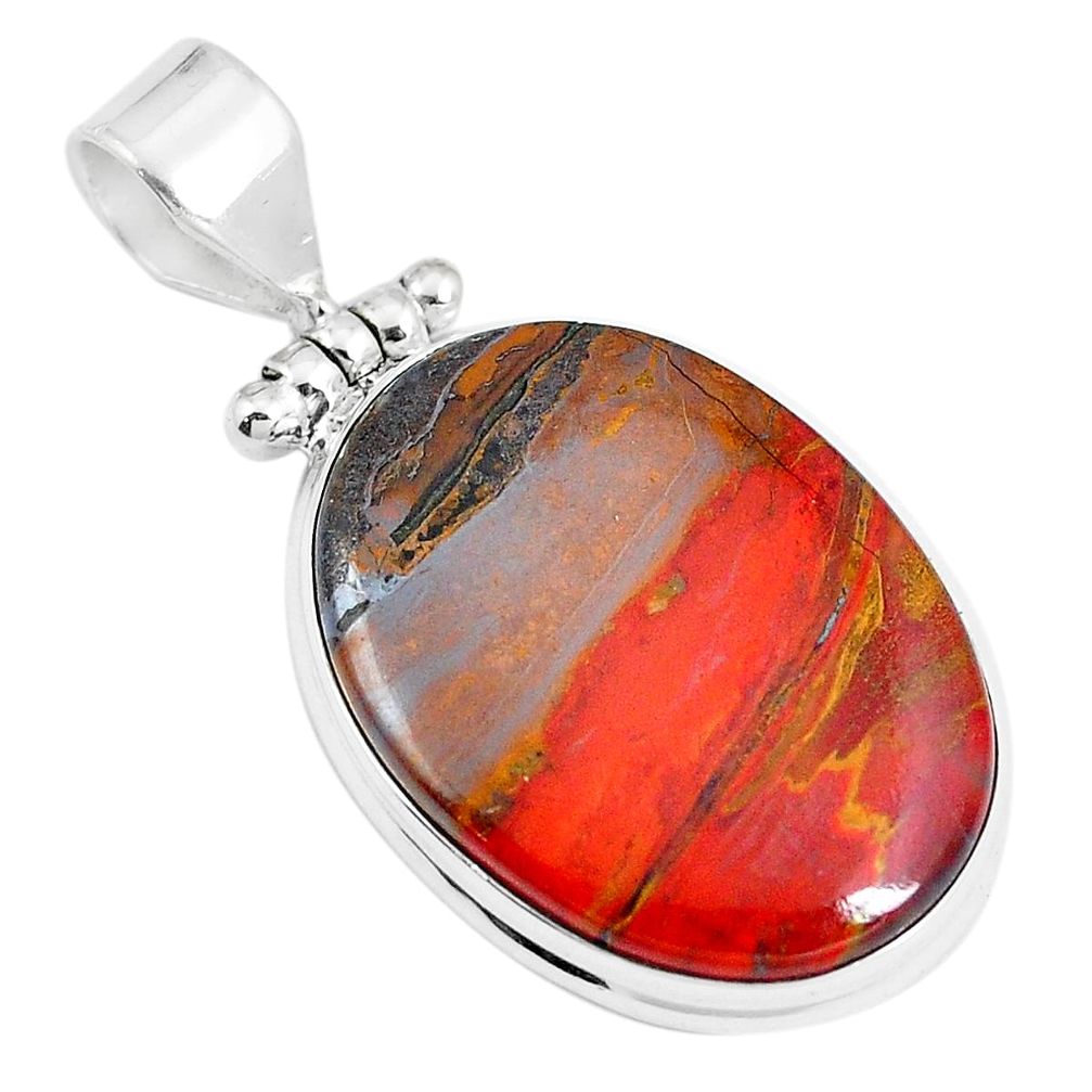 19.72cts natural brown jasper red 925 sterling silver pendant jewelry m87760
