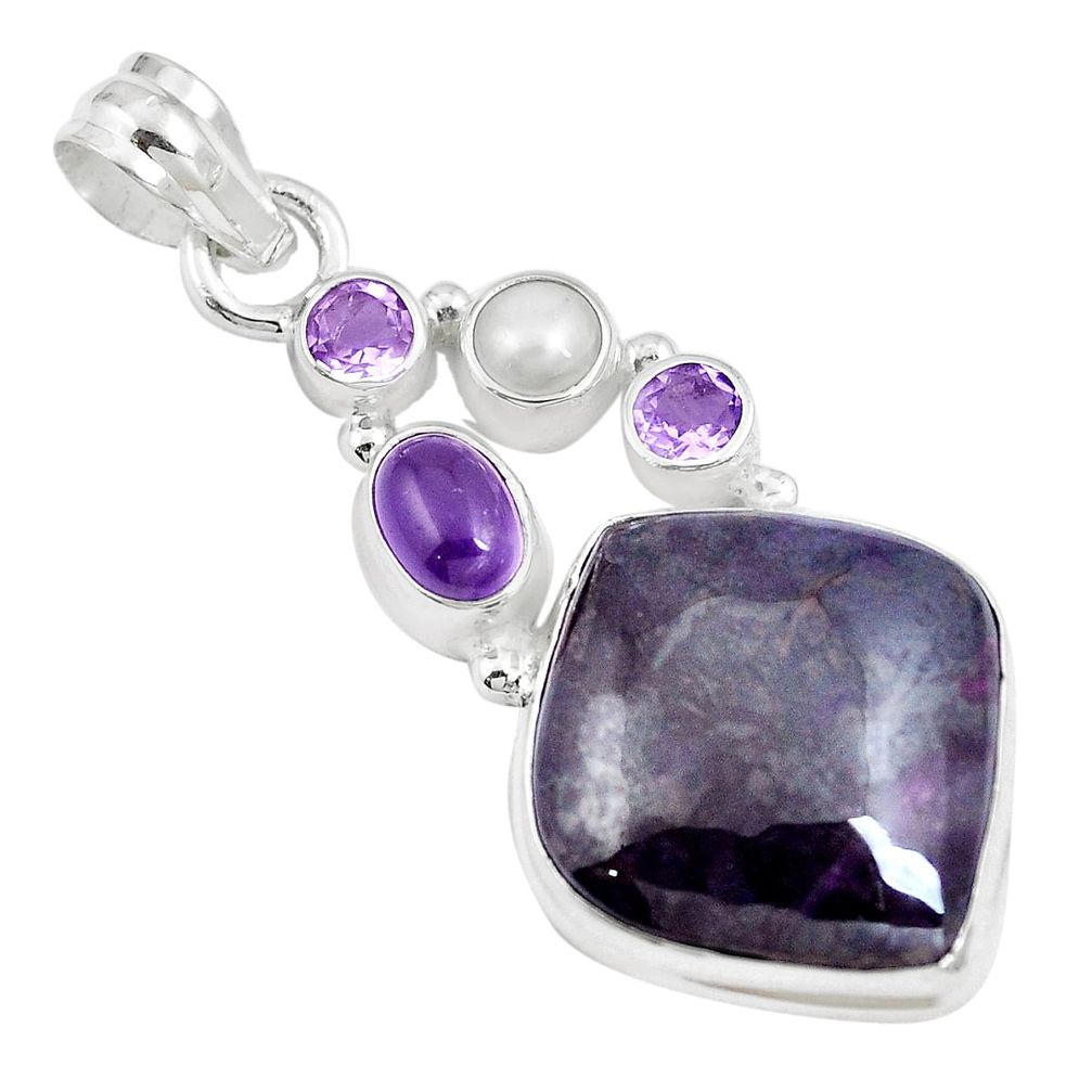 21.48cts natural purple sugilite amethyst 925 sterling silver pendant m87846