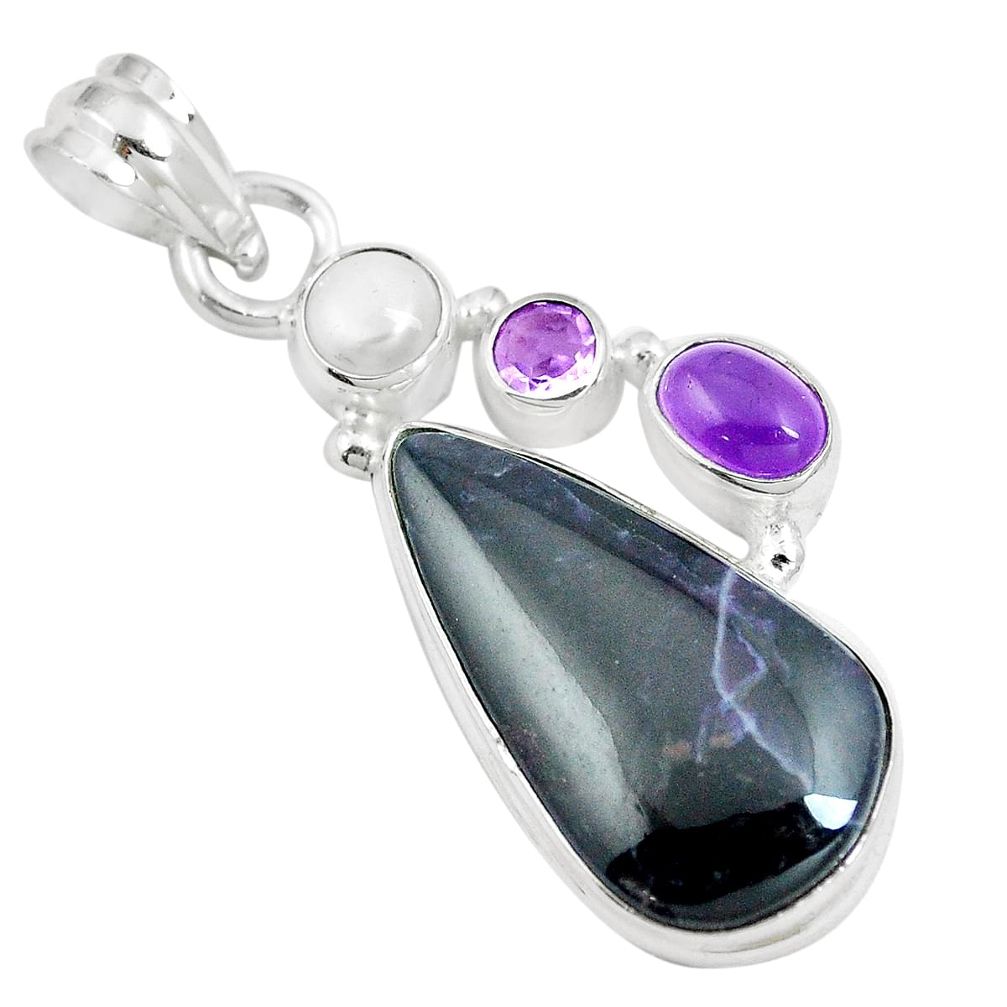 16.73cts natural purple sugilite amethyst 925 sterling silver pendant m87847