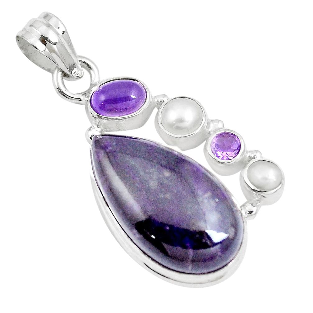 23.92cts natural purple sugilite amethyst 925 sterling silver pendant m87853