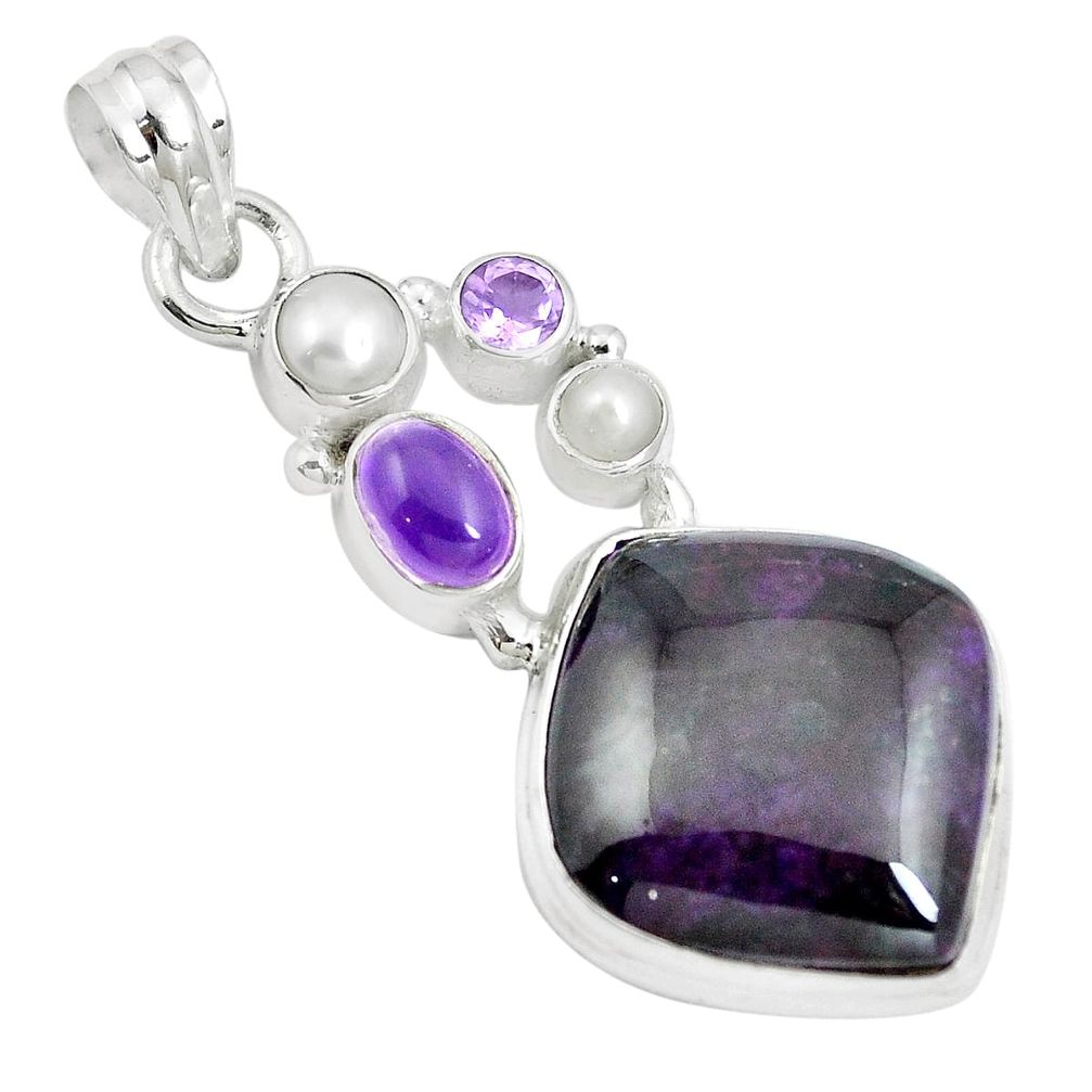 19.82cts natural purple sugilite amethyst 925 sterling silver pendant m87856
