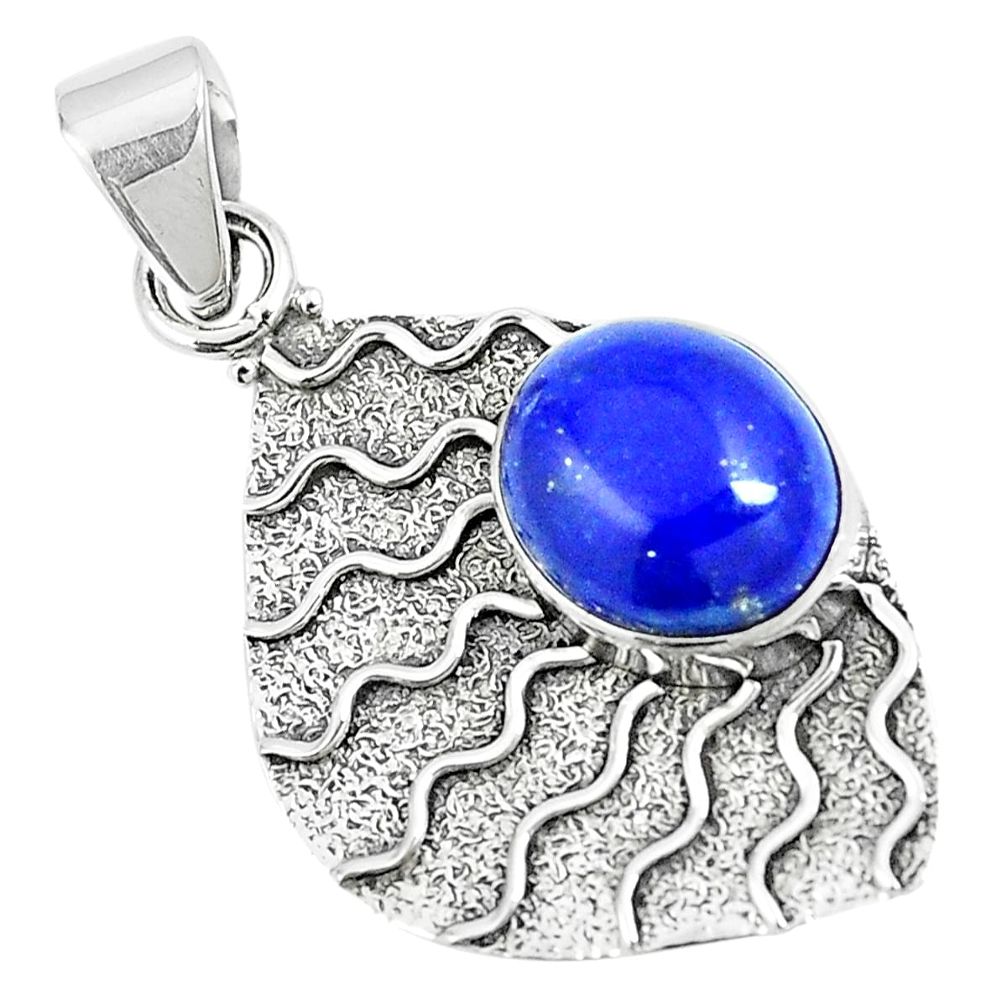 925 sterling silver 5.38cts natural blue lapis lazuli oval pendant m87933
