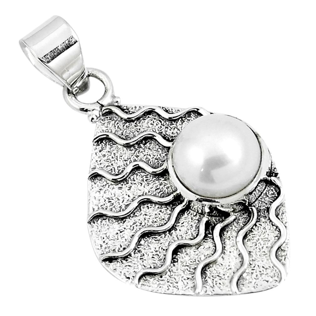 5.10cts natural white pearl 925 sterling silver pendant jewelry m87935