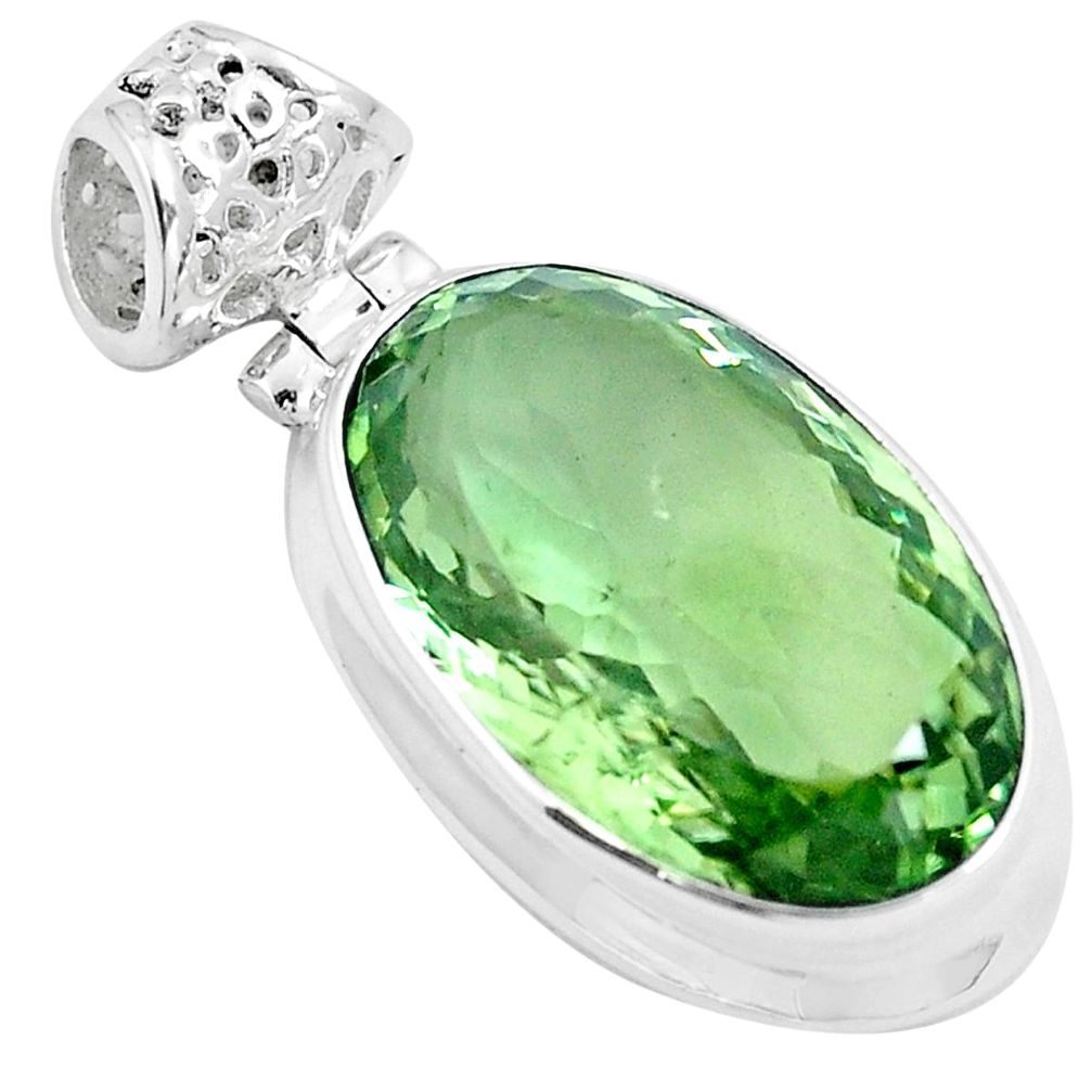 925 sterling silver 18.94cts natural green amethyst oval pendant m88355