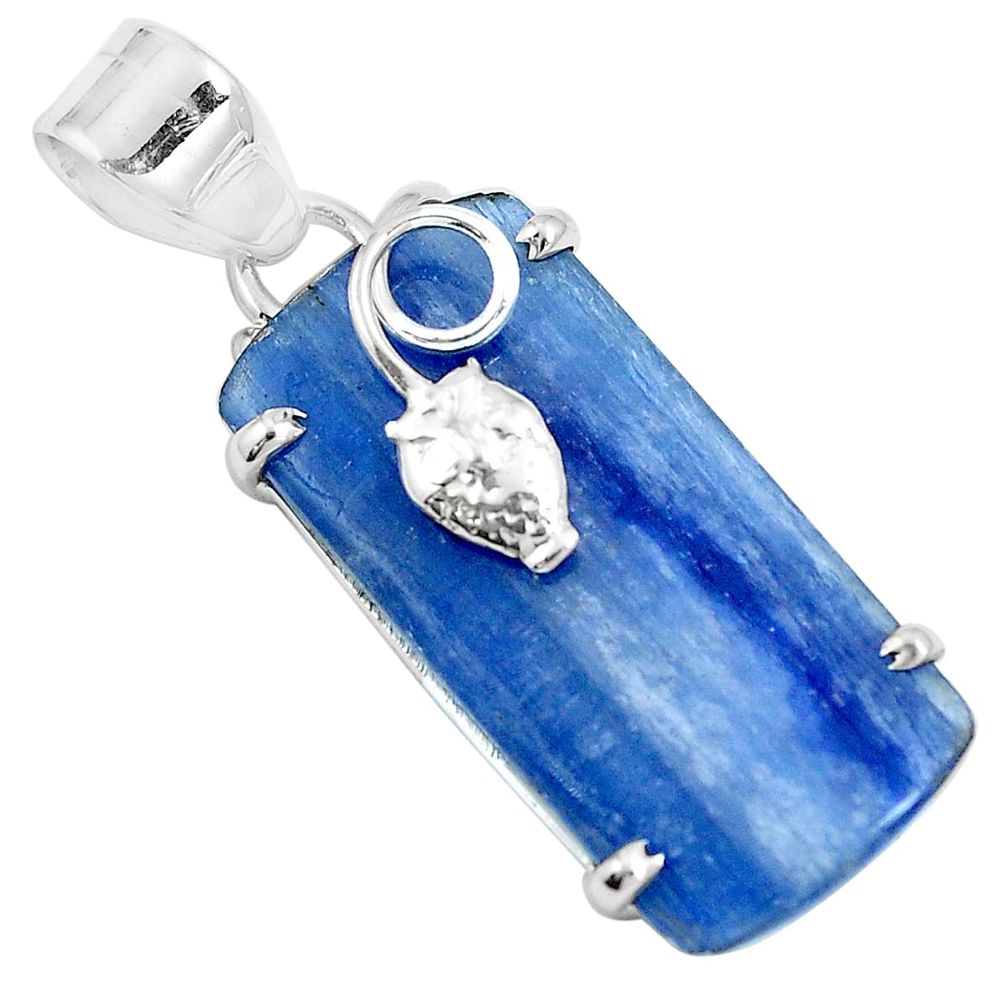 925 sterling silver 15.65cts natural blue kyanite owl pendant jewelry m88387