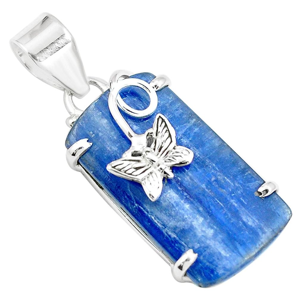 17.57cts natural blue kyanite 925 sterling silver butterfly pendant m88389