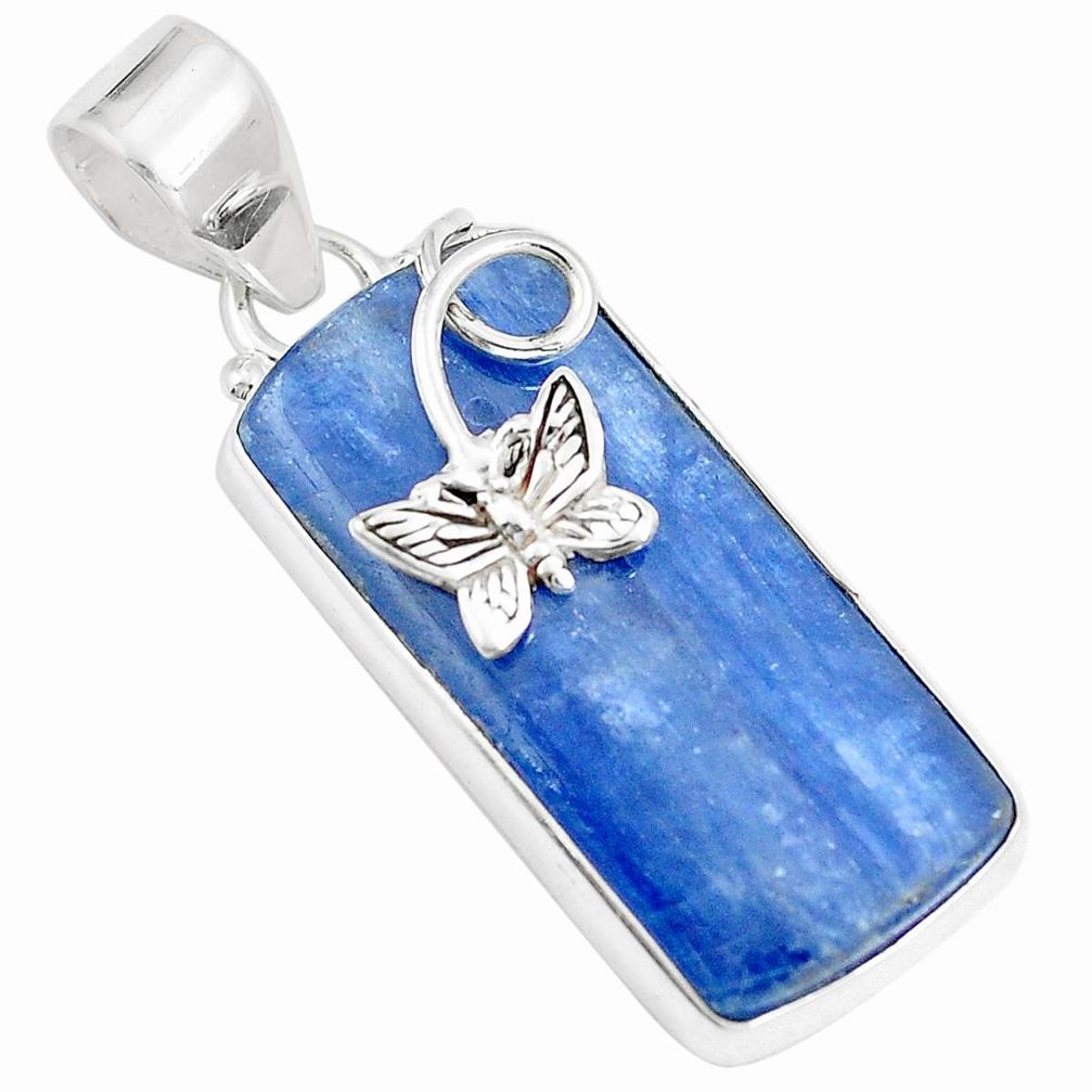 19.23cts natural blue kyanite 925 sterling silver butterfly pendant m88390