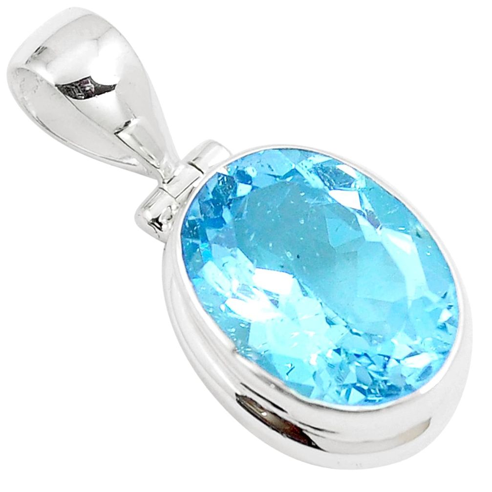 10.94cts natural blue topaz oval 925 sterling silver pendant jewelry m88409