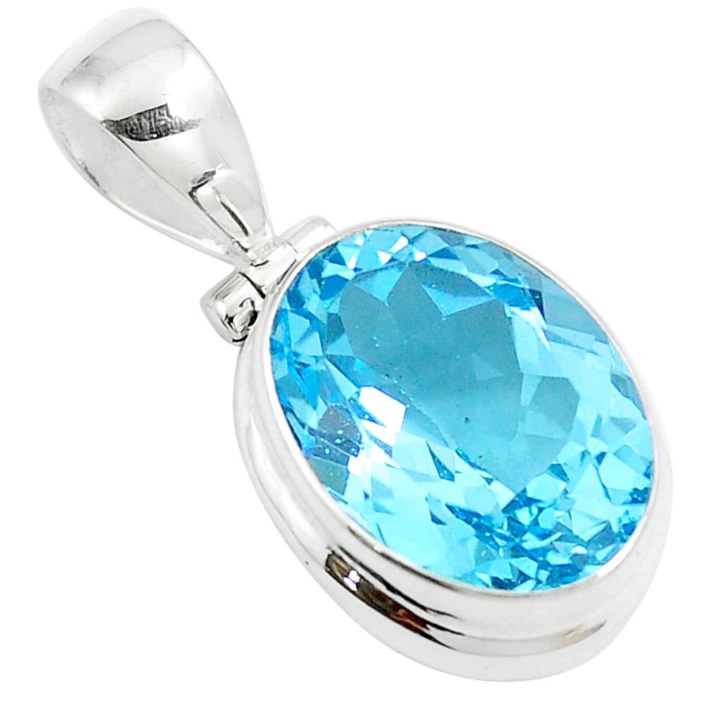 925 sterling silver 10.61cts natural blue topaz oval pendant jewelry m88410