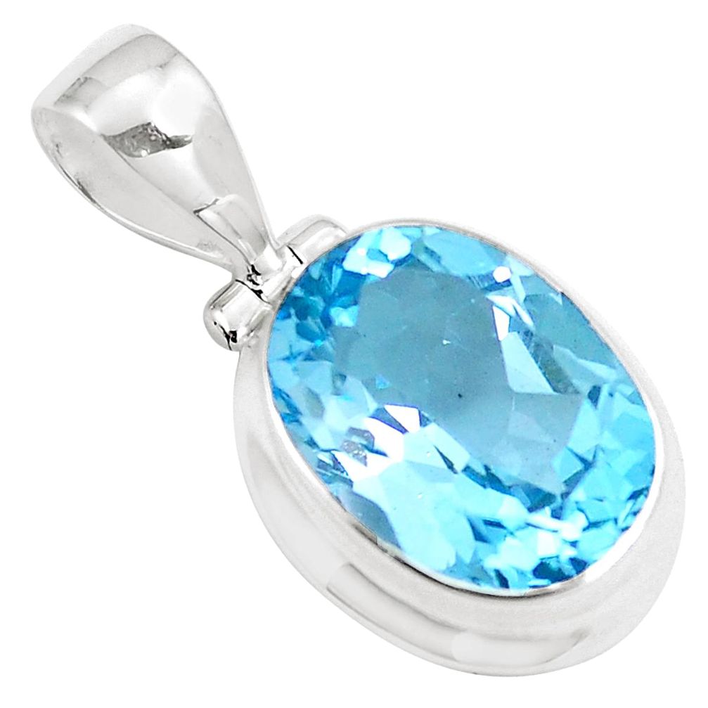 10.25cts natural blue topaz 925 sterling silver pendant jewelry m88412