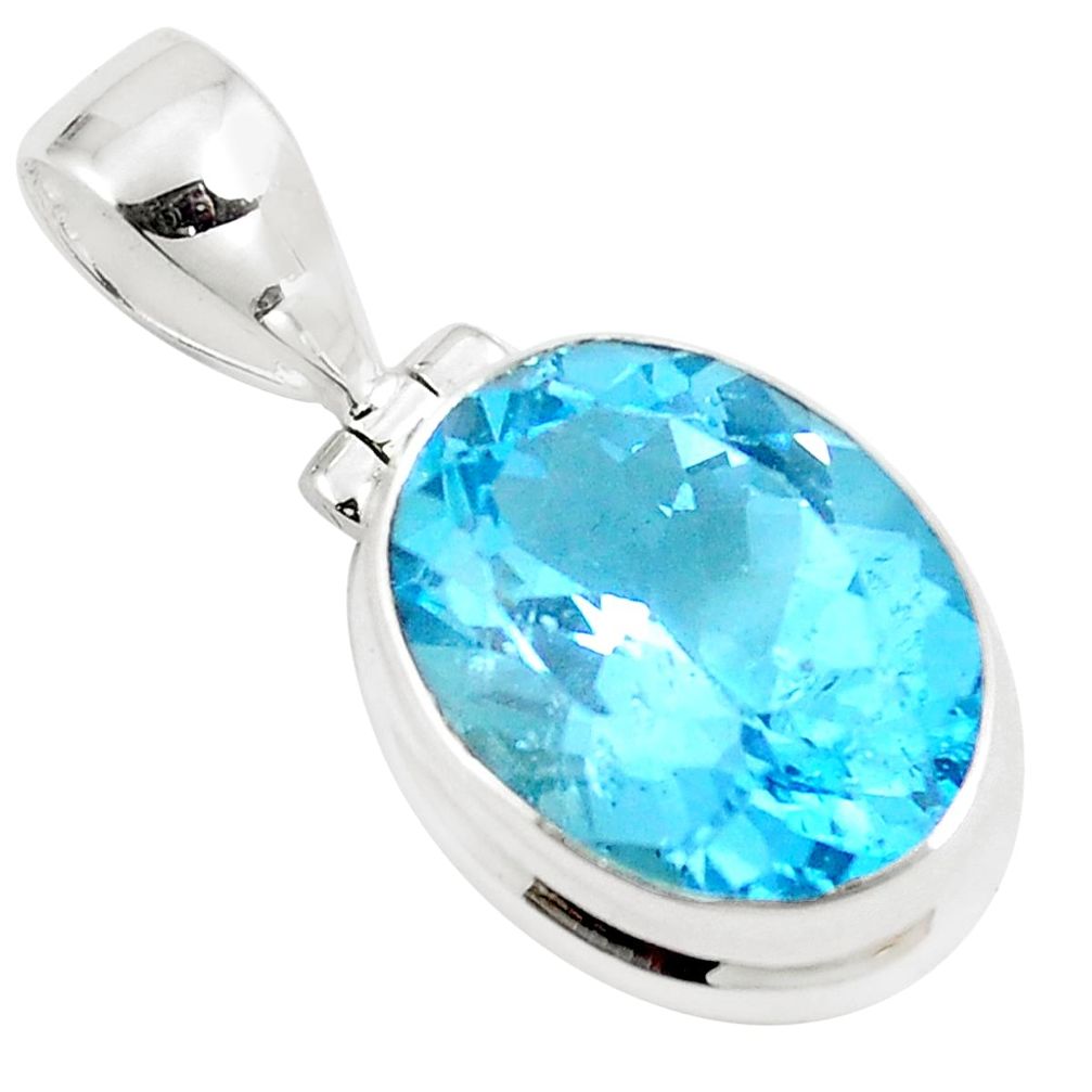 10.04cts natural blue topaz oval 925 sterling silver pendant jewelry m88413