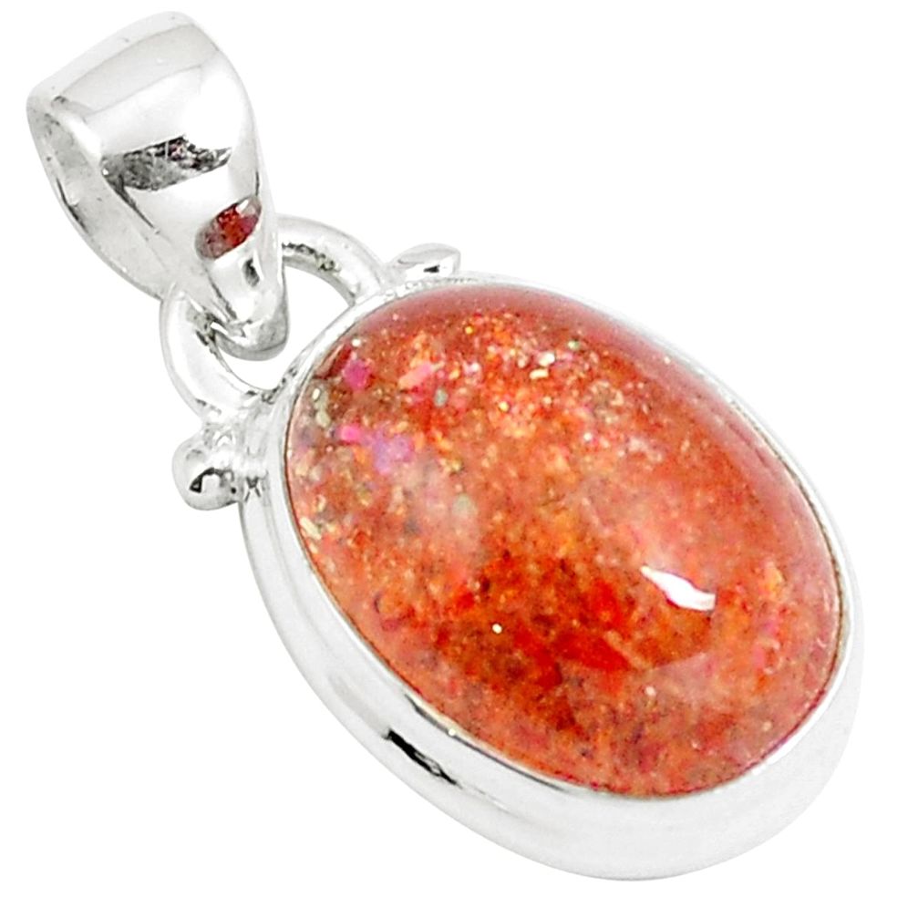 925 silver 7.01cts natural orange sunstone (hematite feldspar) pendant m88427