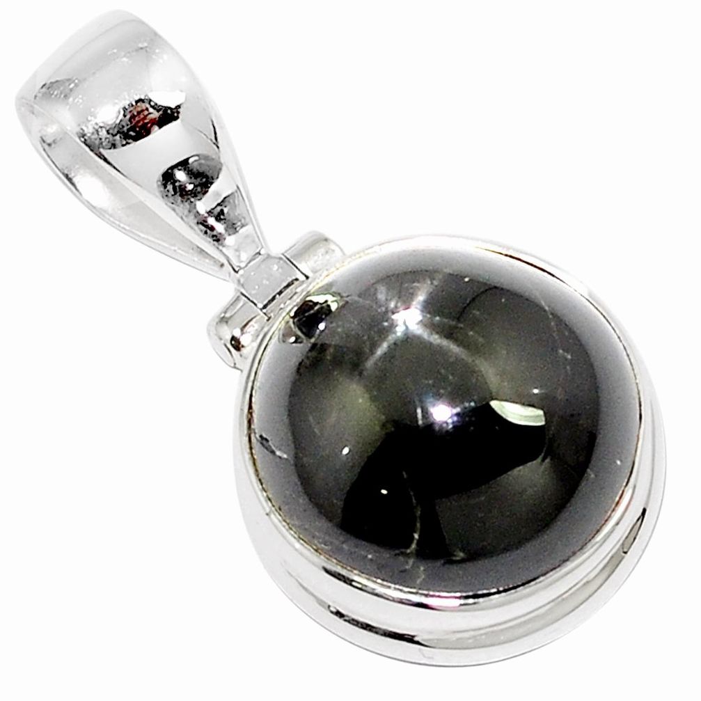 9.86cts natural black star 925 sterling silver pendant jewelry m88438