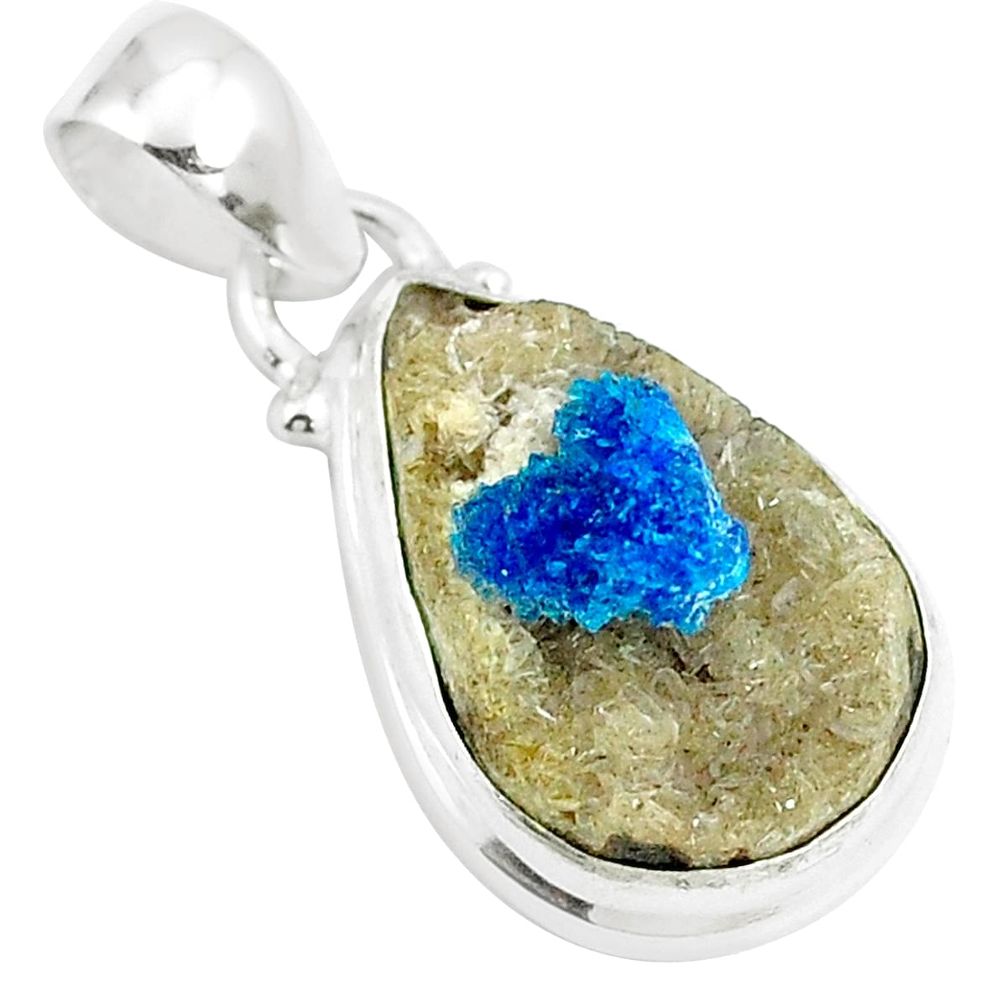 11.20cts natural blue cavansite 925 sterling silver pendant jewelry m88441