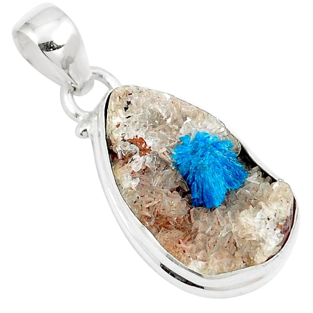 925 silver 11.57cts natural blue cavansite fancy pendant jewelry m88444