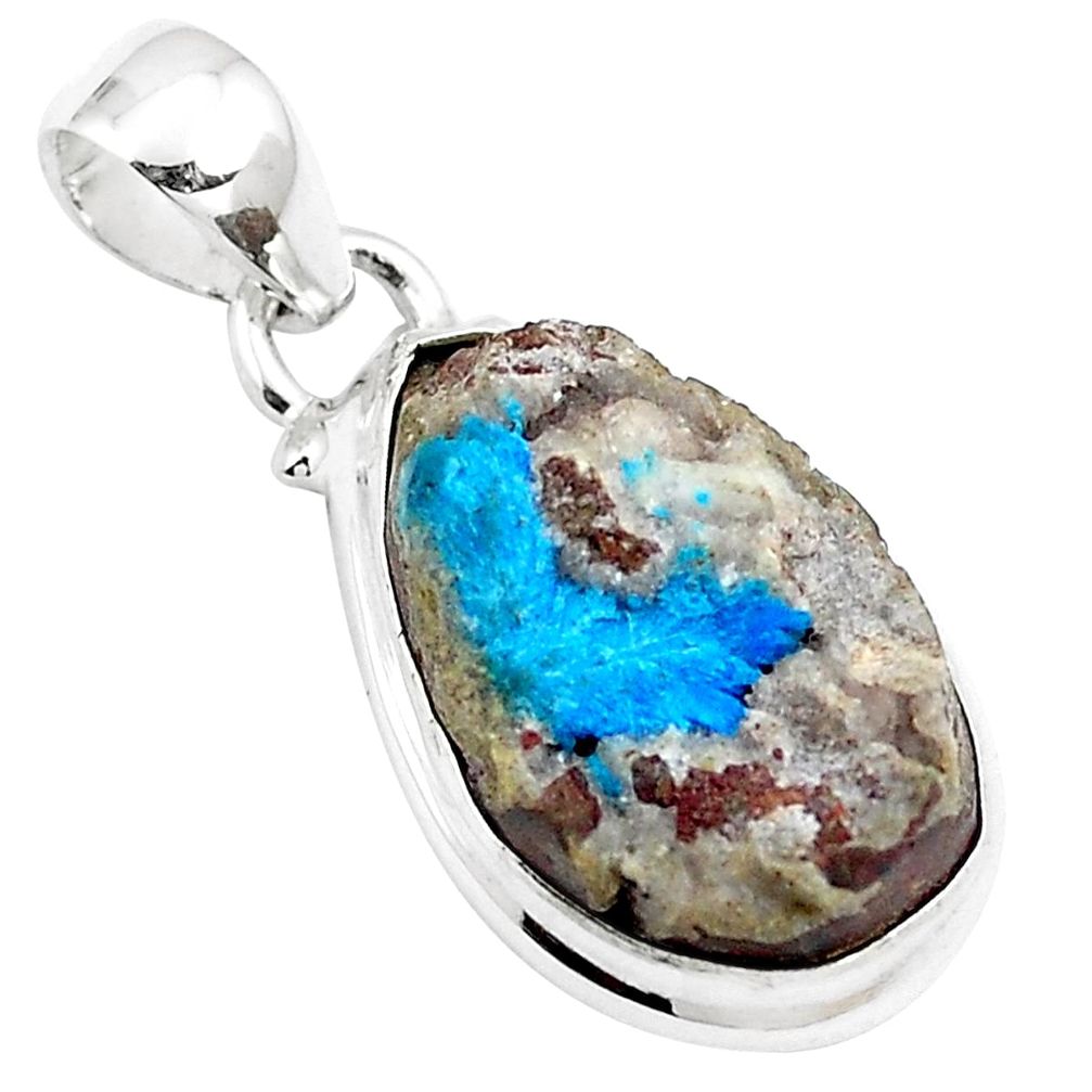 12.18cts natural blue cavansite 925 sterling silver pendant jewelry m88448
