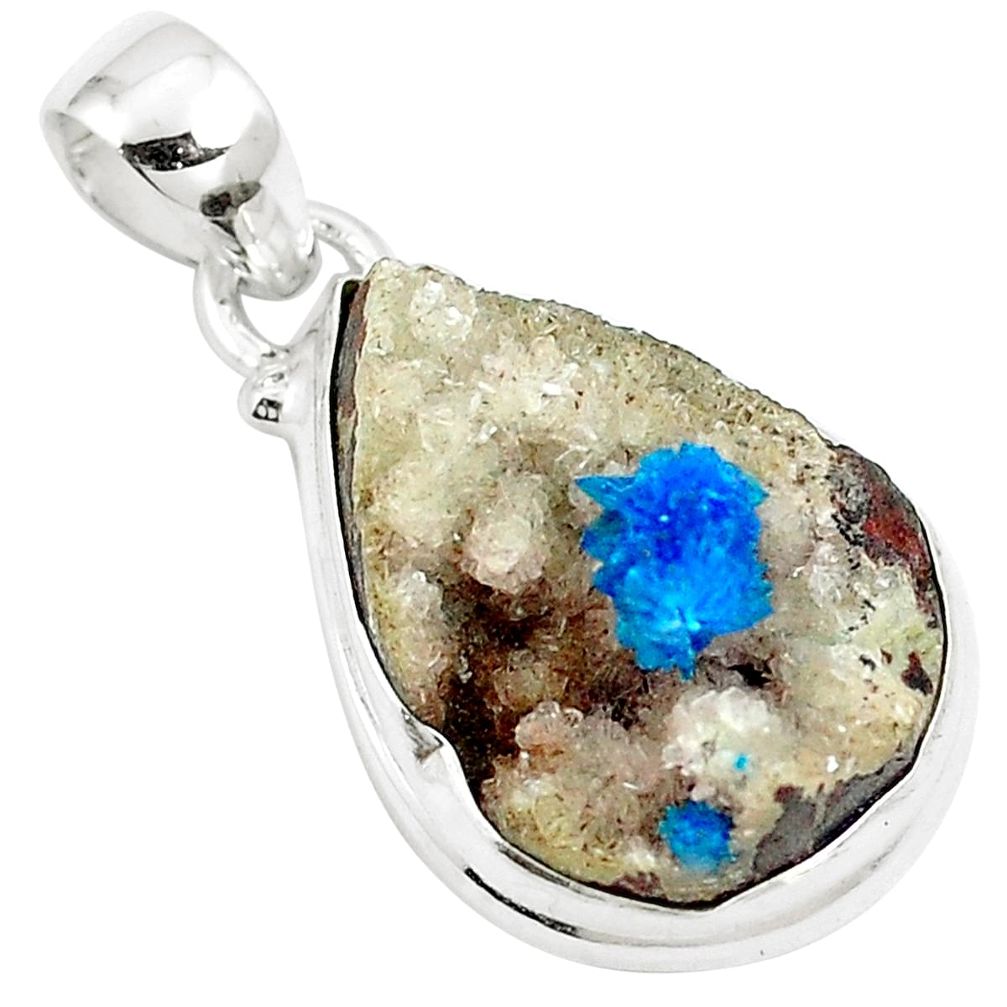 925 sterling silver 14.23cts natural blue cavansite pear pendant jewelry m88449