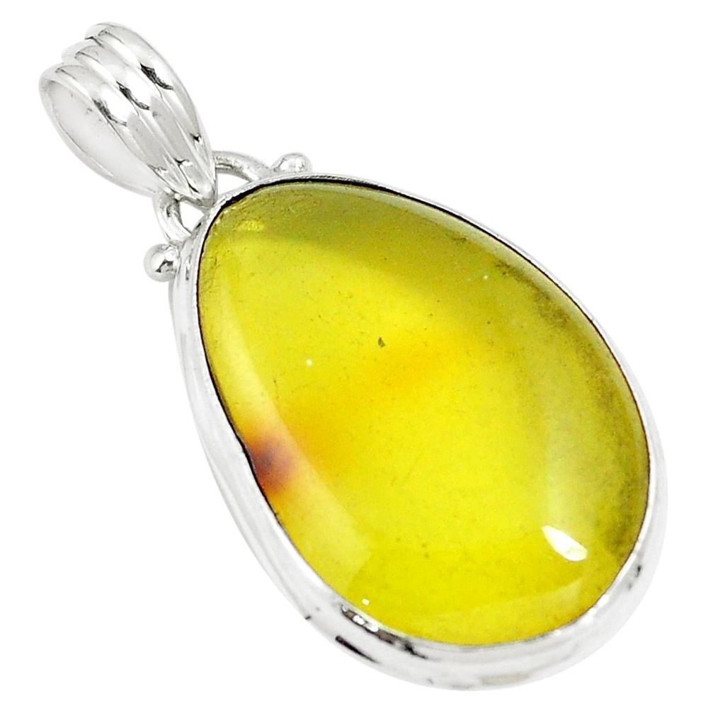 11.26cts natural green amber from colombia 925 sterling silver pendant m88562