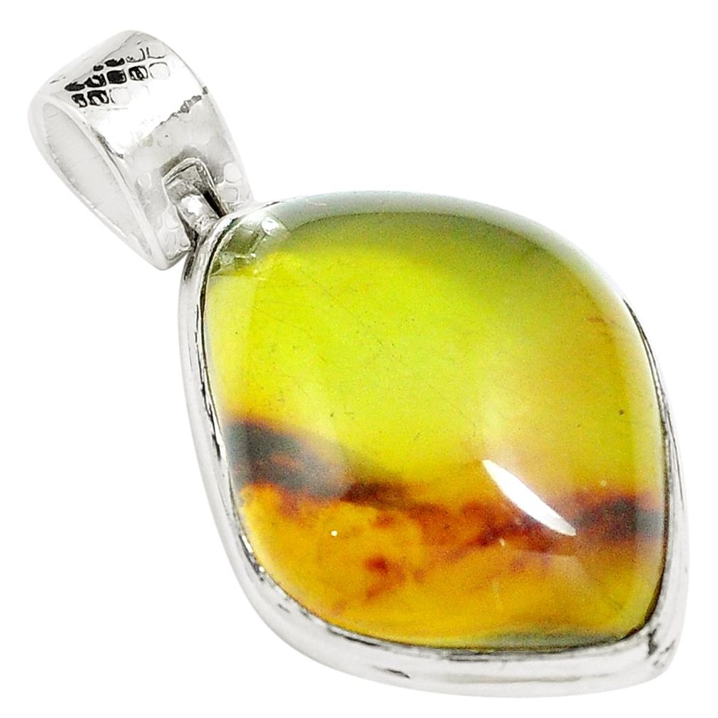 17.42cts natural green amber from colombia 925 sterling silver pendant m88565