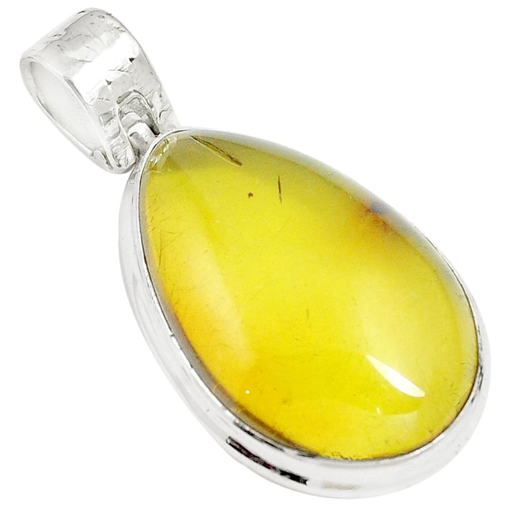 14.47cts natural green amber from colombia 925 sterling silver pendant m88566