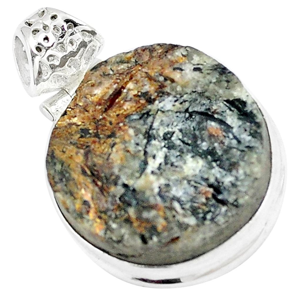 27.62cts natural bronze astrophyllite (star leaf) 925 silver pendant m88567