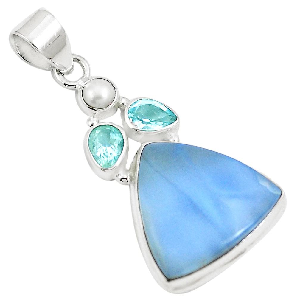 18.36cts natural blue owyhee opal topaz 925 sterling silver pendant m88597