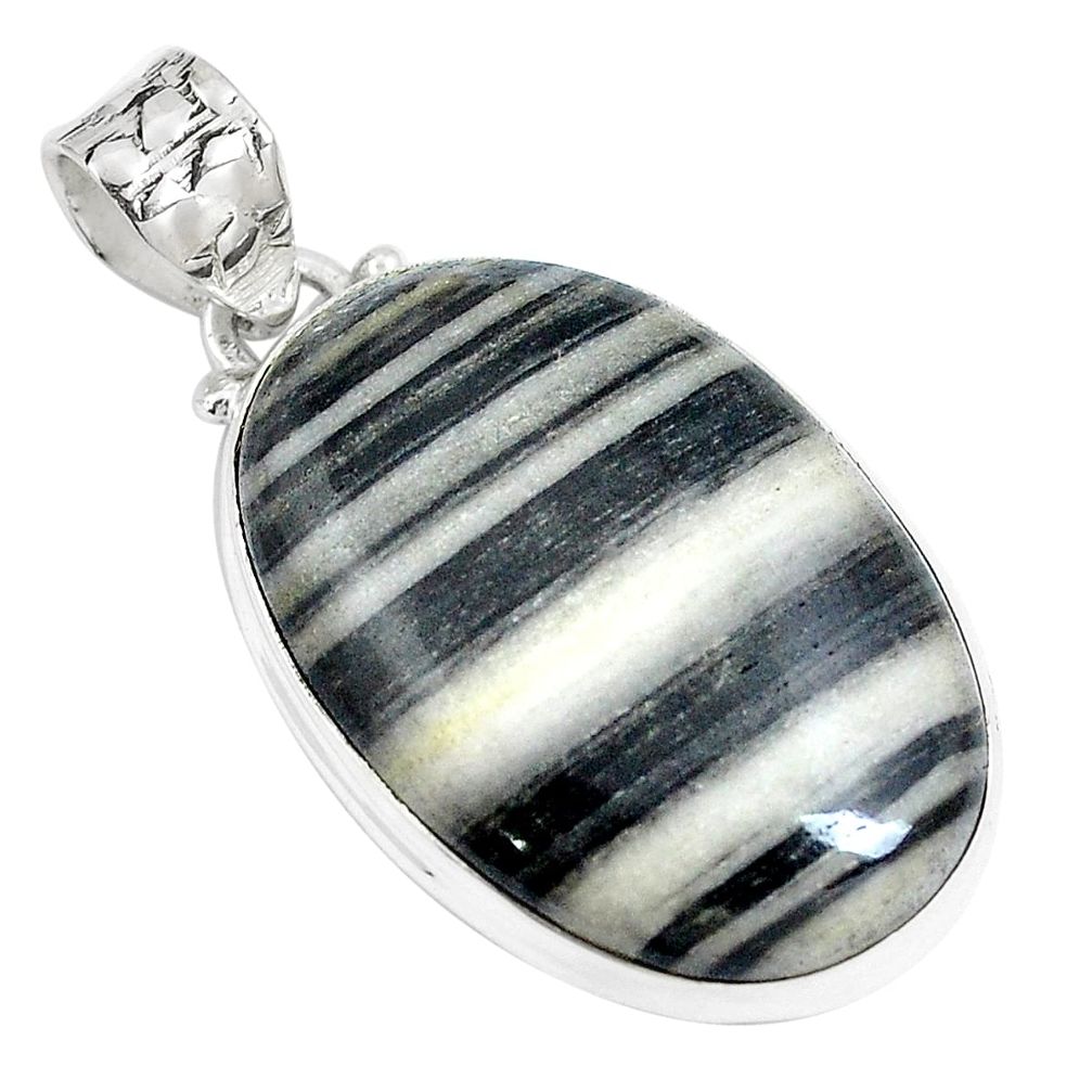 20.88cts natural white zebra jasper 925 sterling silver pendant jewelry m88603