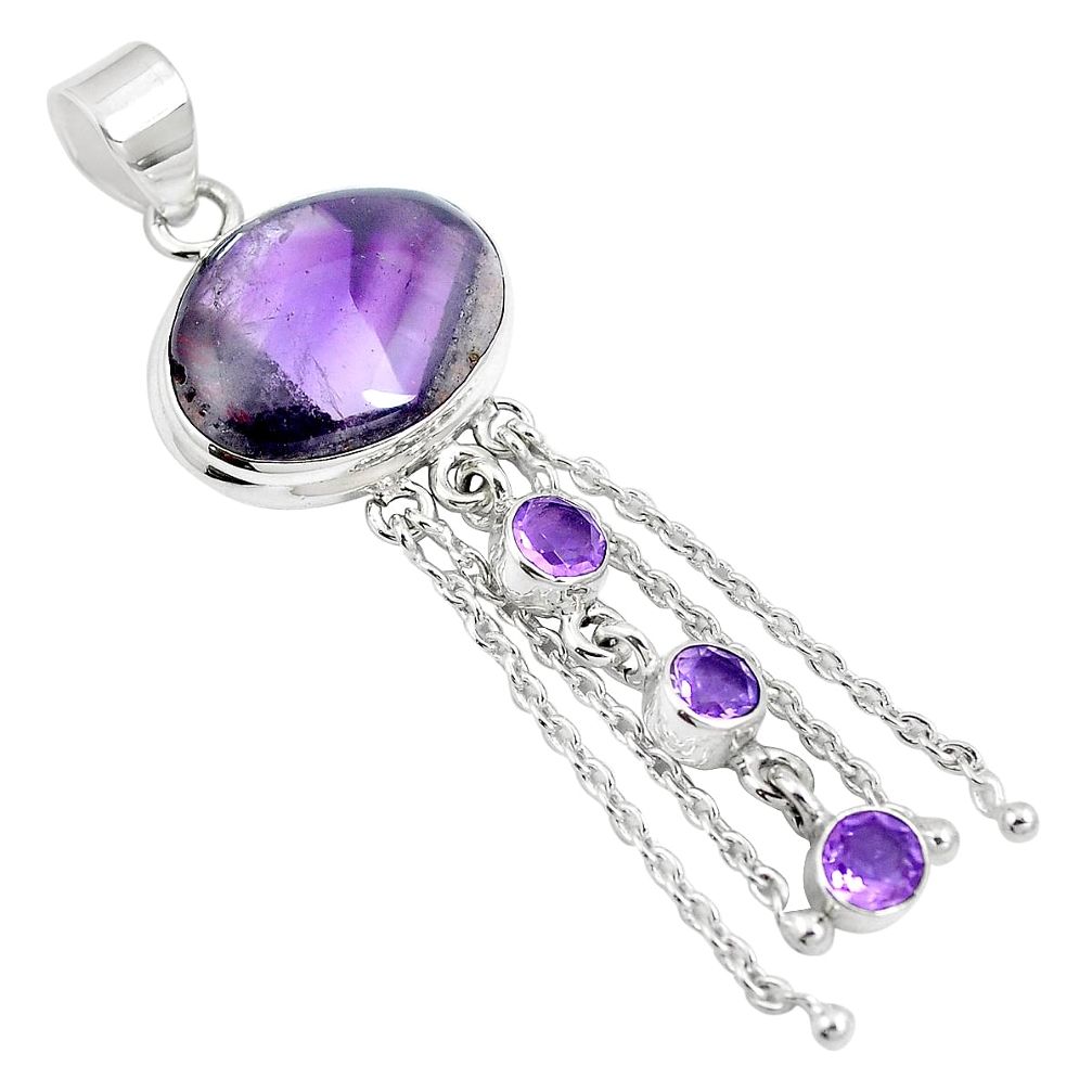 20.75cts natural purple amethyst 925 sterling silver pendant jewelry m88616