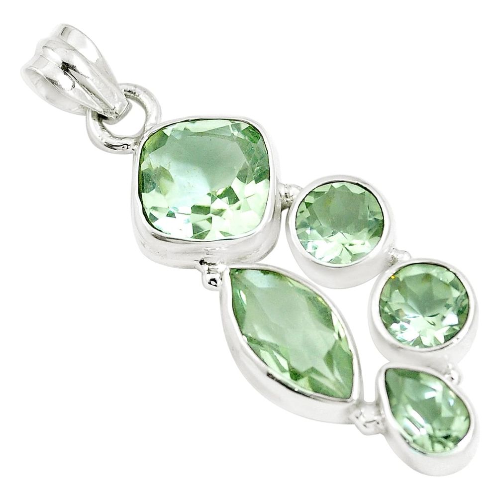 16.17cts natural green amethyst 925 sterling silver pendant jewelry m88643