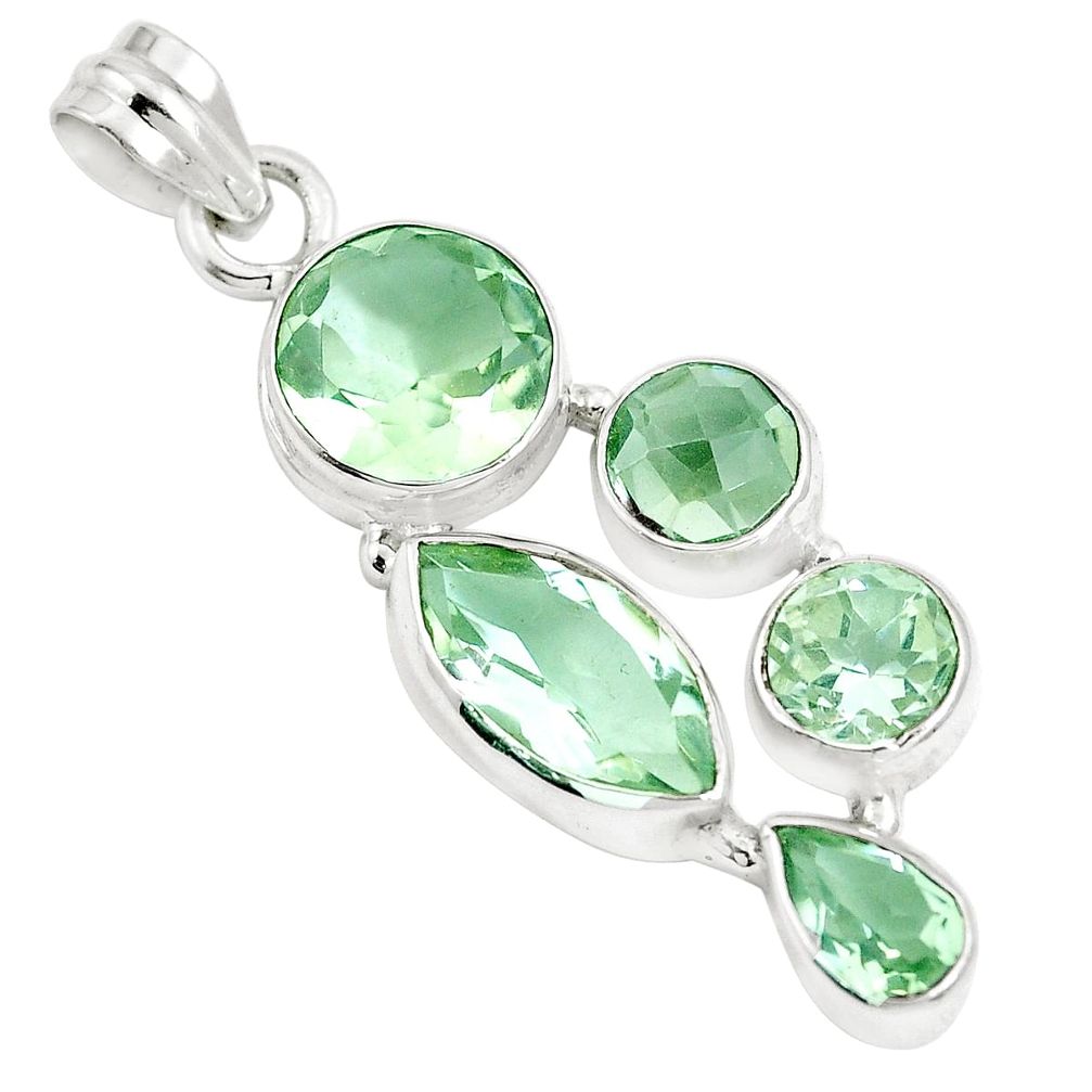 17.20cts natural green amethyst 925 sterling silver pendant jewelry m88649