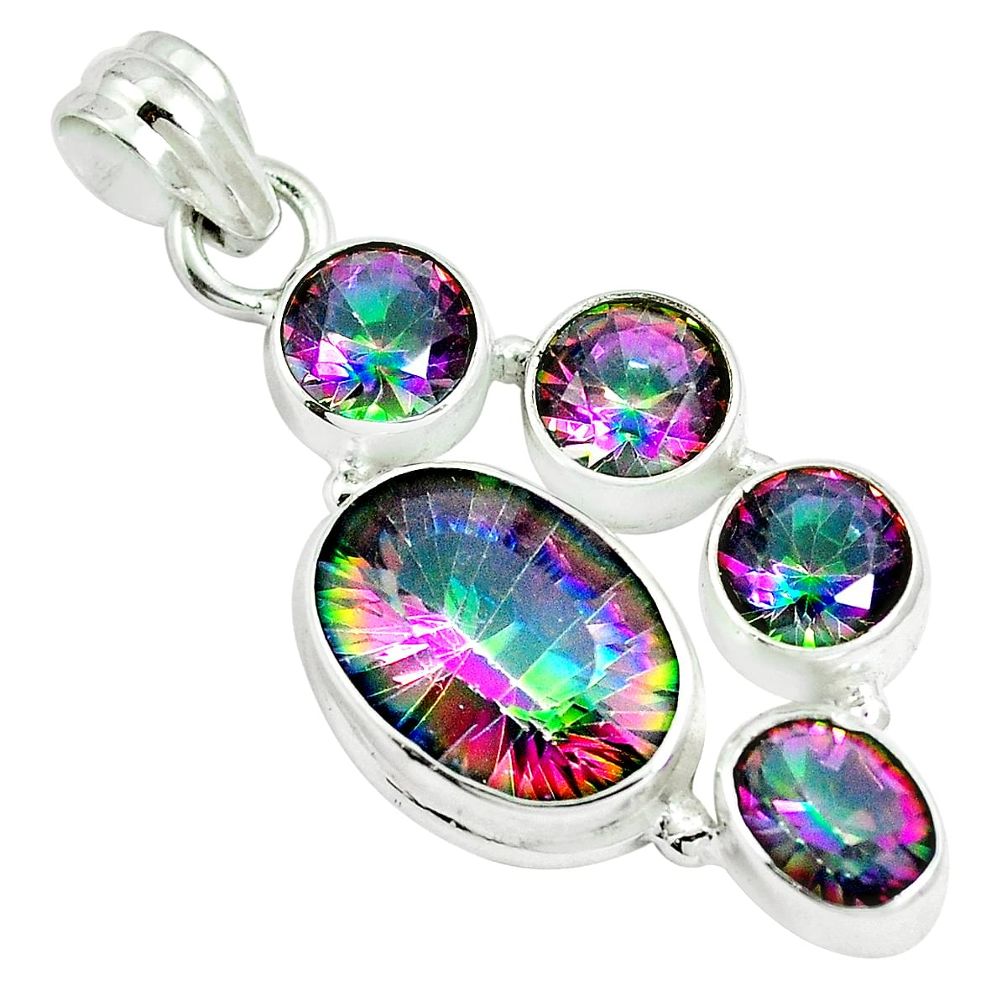 14.99cts multi color rainbow topaz 925 sterling silver pendant jewelry m88652