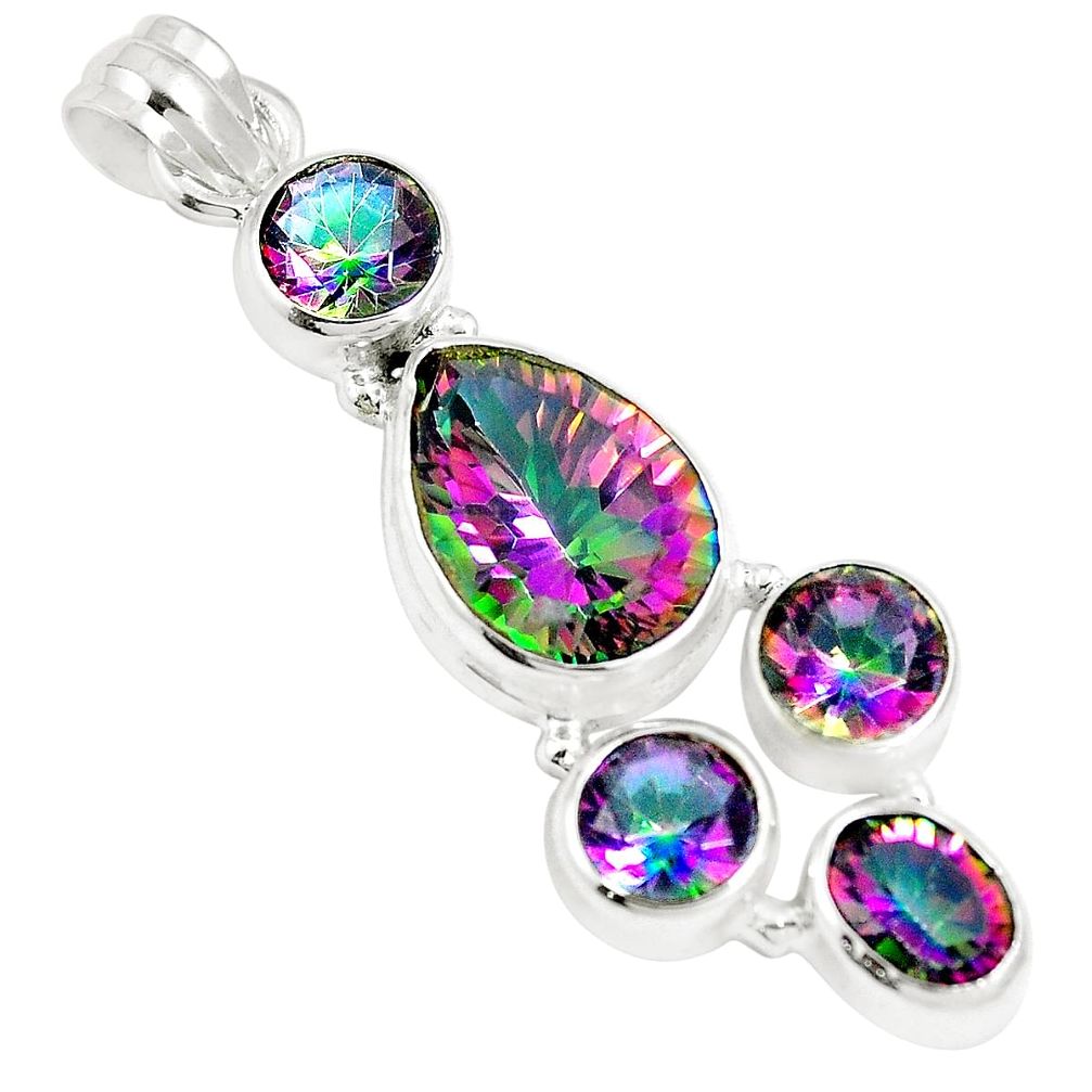 14.61cts multi color rainbow topaz 925 sterling silver pendant jewelry m88653