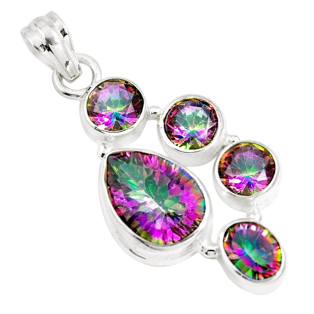 14.95cts multi color rainbow topaz 925 sterling silver pendant m88656