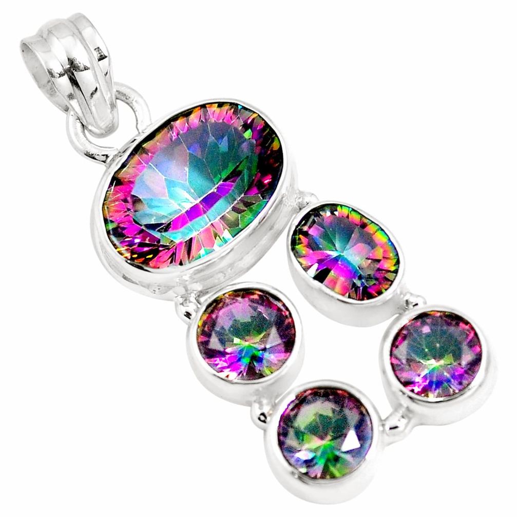 15.26cts multi color rainbow topaz 925 sterling silver pendant m88657