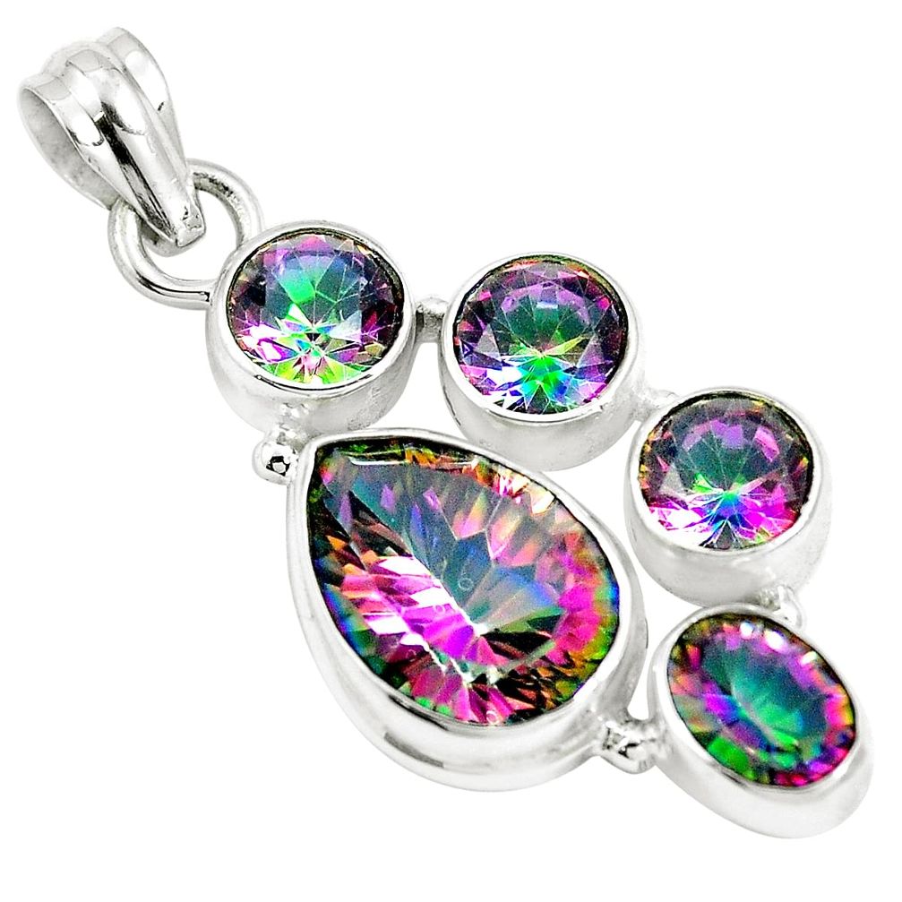 925 silver 14.61cts multi color rainbow topaz pear pendant jewelry m88658