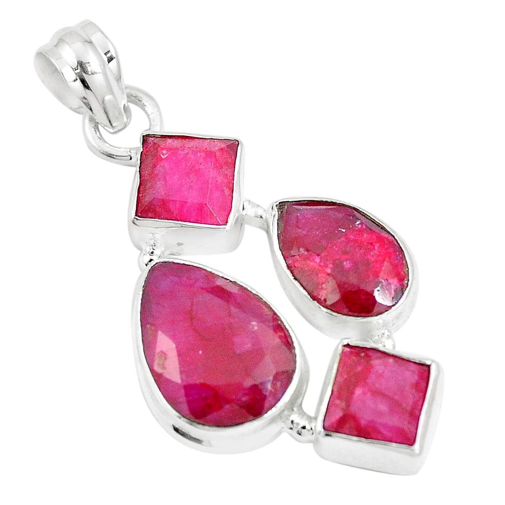 925 sterling silver 14.95cts natural red ruby pear shape pendant jewelry m88664