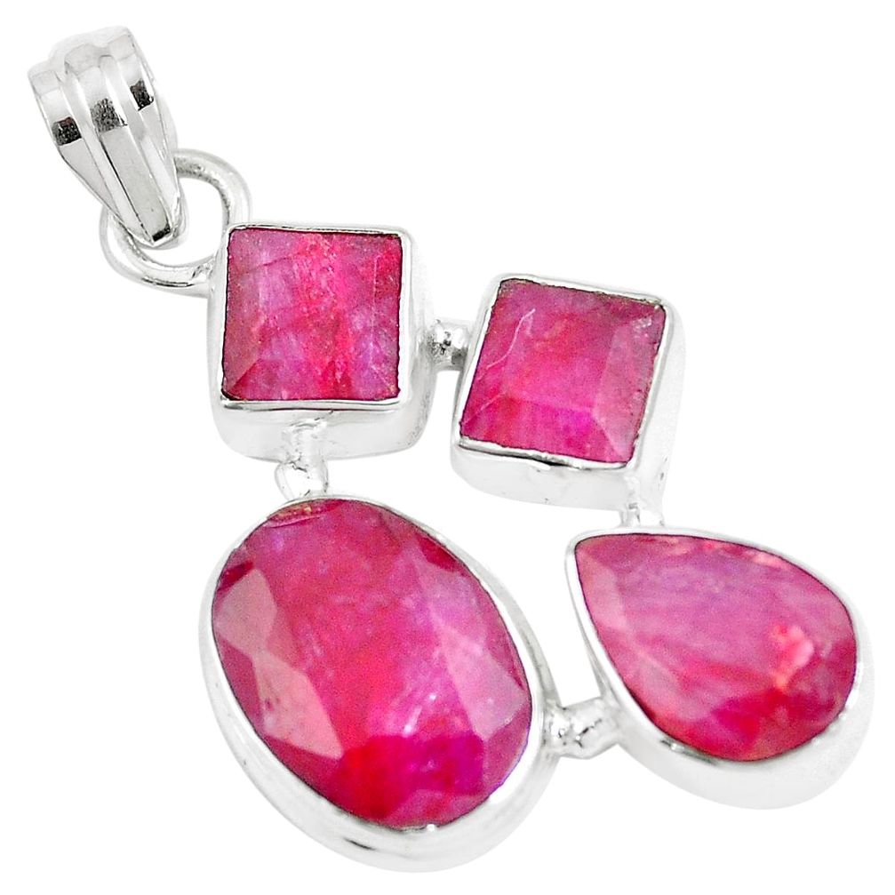 15.66cts natural red ruby 925 sterling silver pendant jewelry m88667